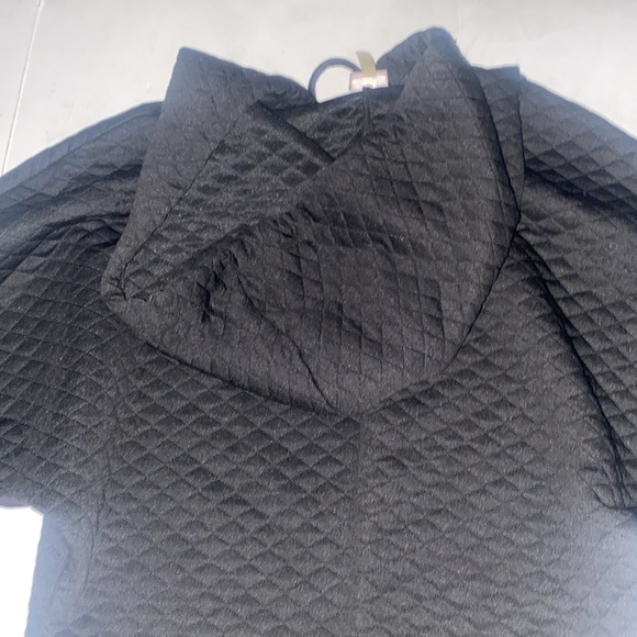 K Too Black Quilted Soft Long Sleeve Hoodie Fitted Bodycon Dress Size Small - Picture 6 of 7